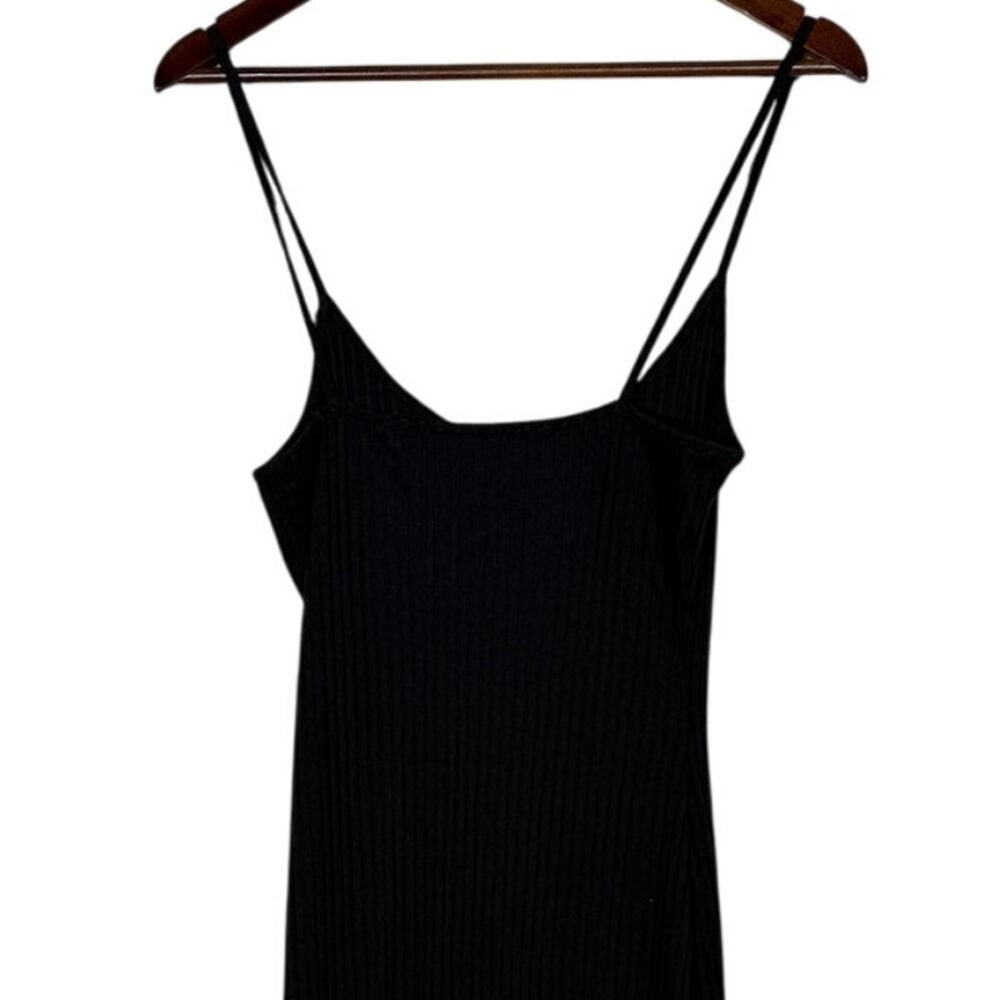 ZARA Ribbed Bodycon Midi Dress Strappy Stretch Slim Round Neck M Black #3472 - Picture 6 of 15